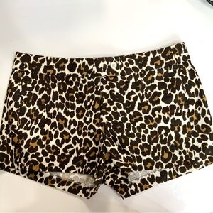 NWT J. Crew Sz 6 Leopard Animal Print 100% Cotton Chino Shorts Safari
